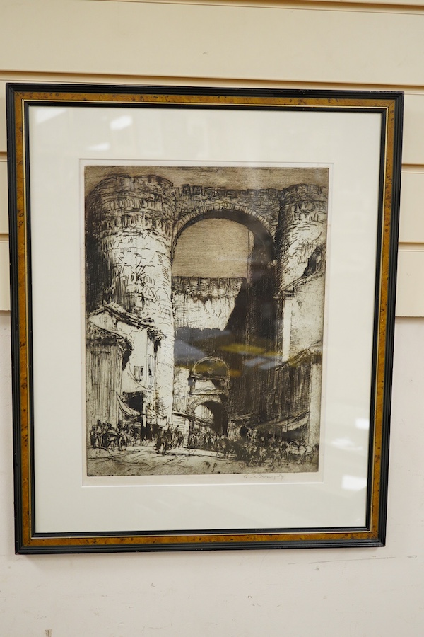 Frank Brangwyn (1867-1956), etching, ‘Gate of Saint Vincent, Avila’, signed in pencil, 40 x 31cm. Condition - good